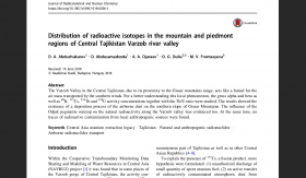 Distribution of radioactive isotopes in the mountain and piedmont regions of Central Tajikistan Varzob river valley